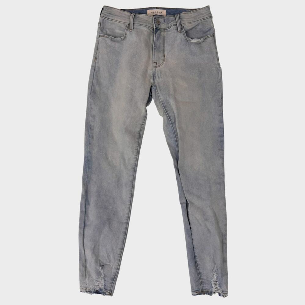 Pacsun Ankle Jegging Womens Size 26 Light Blue DIstressed Hem Cotton Blend